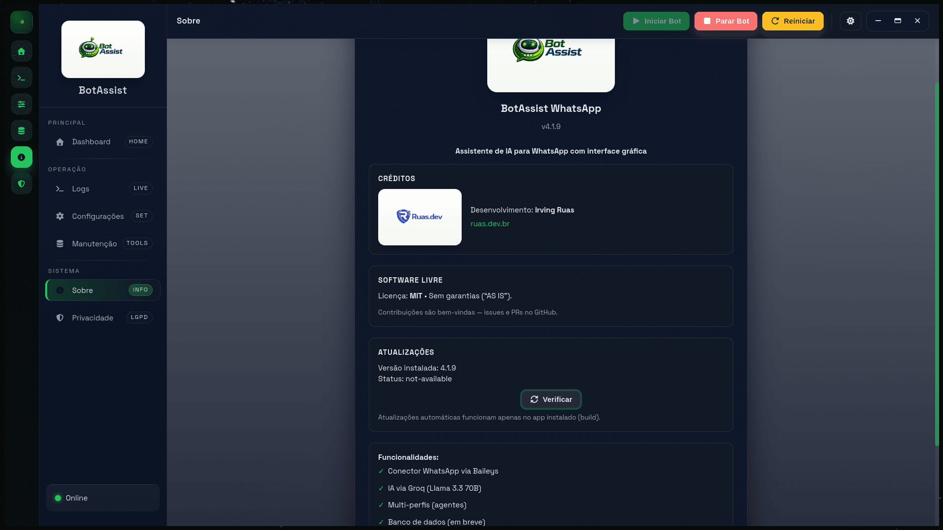 Atualizações automatizadas