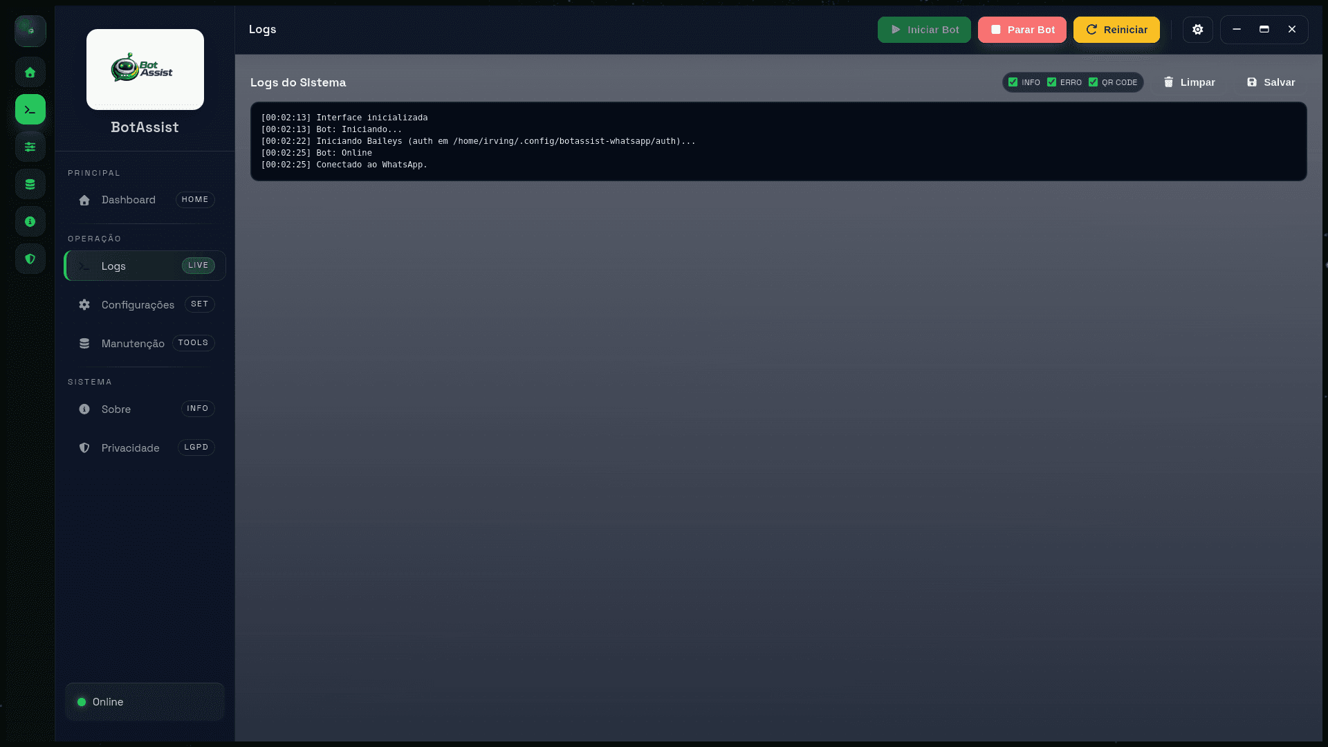 Logs e monitoramento